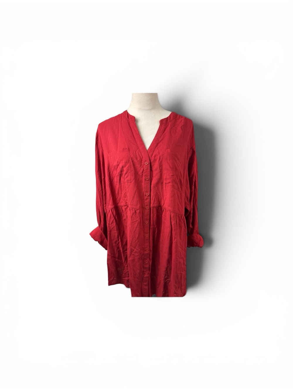 torrid Emma babydoll challis red Button-Front Tunic top size 1-1X/14-16